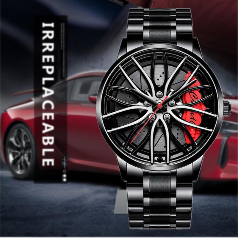 Fashion Luminous Watch Men's Hollowed Out Car Wheel Hub Business Waterproof Quartz Luxury Clock Wristwatch Sports High Quality