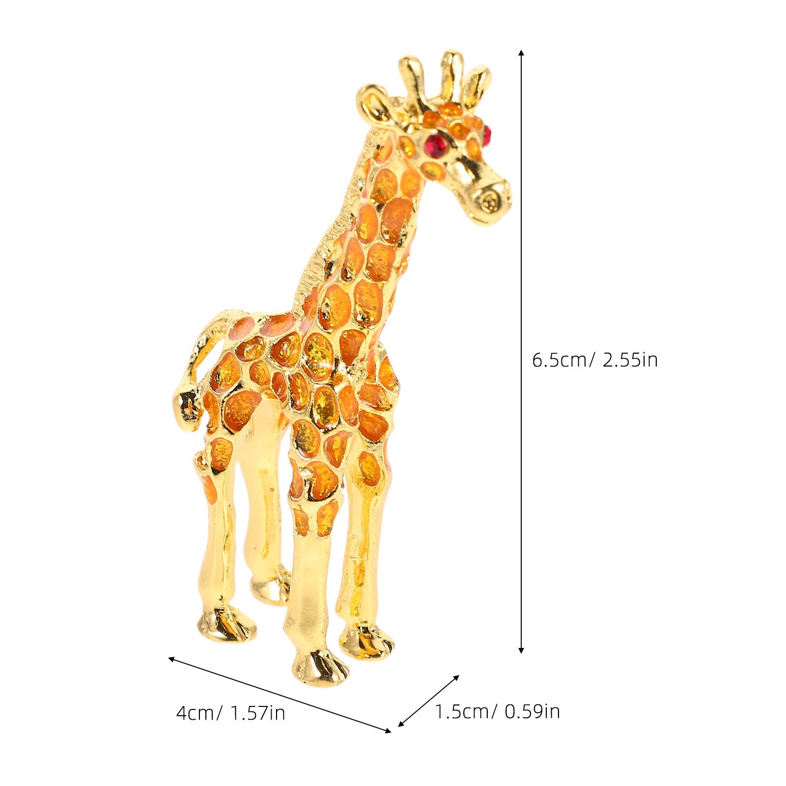 Mini Metal Giraffe Sculpture Rhinestone Accent Home Office Shelf Table Decorative Animal Art Giraffe Ornaments for The Home жёлтый