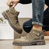 Autumn and winter trend first layer pigskin Martin boots men's Velcro high-top rhubarb boots locomotive tooling short boots men's formal boots