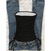 Women's Casual Retro Drawstring Front Cut Vest, Suitable for Y2K and Guitar Prints in Spring and Summer