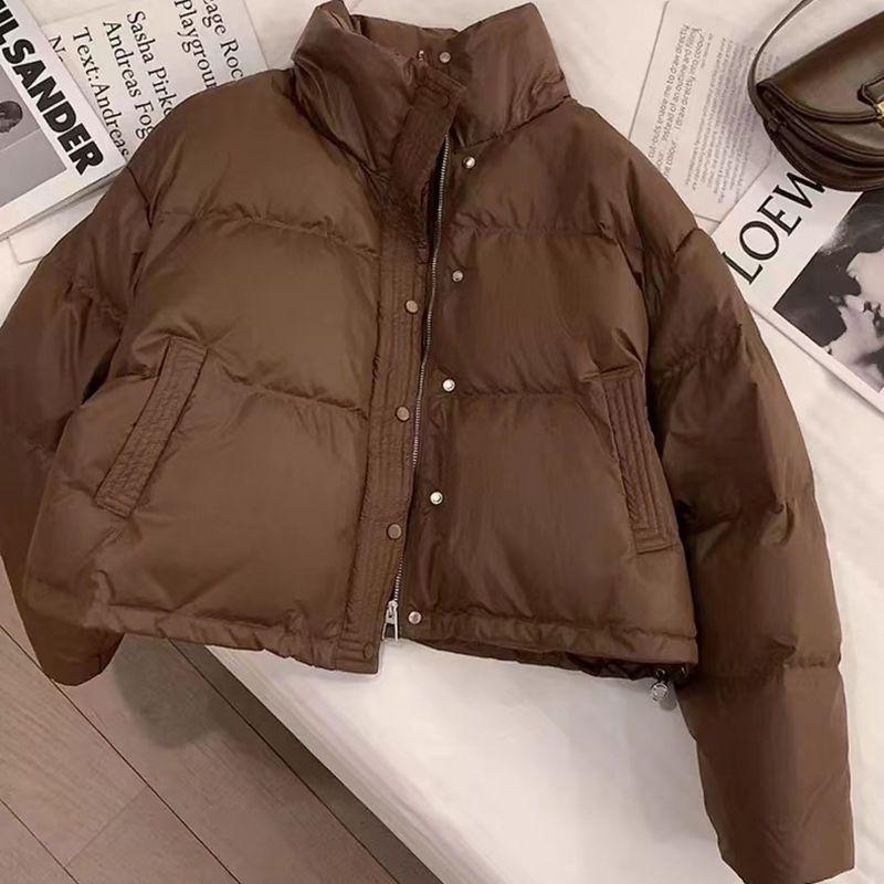 Women's Short Leather-Faced Cotton Jacket, 2025 Korean Style, Washable Loose-Fit, Thickened Fashion Design