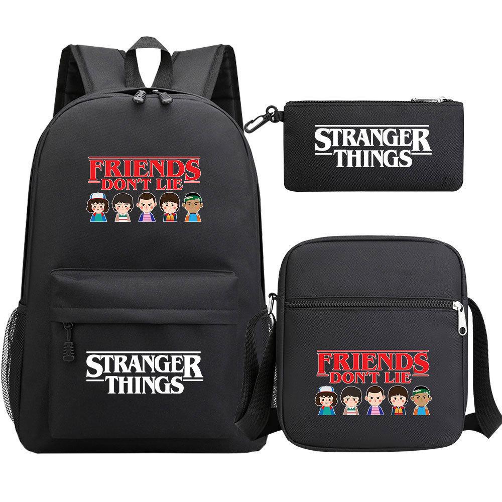 Stranger Things Star Printing Teen Student School Bag Three-Piece Men'S And Women'S Backpack