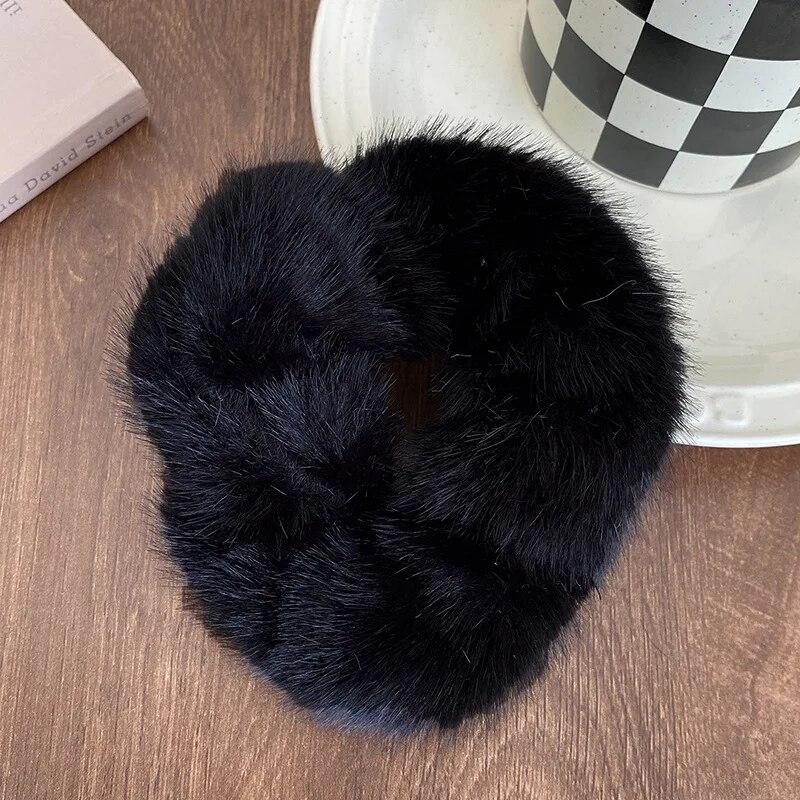 Winter Soft Hair Scrunchies For Women Plush Elastic Hair Band Multicolor Rubber Bands Ponytail Holder Headband Hair Accessories