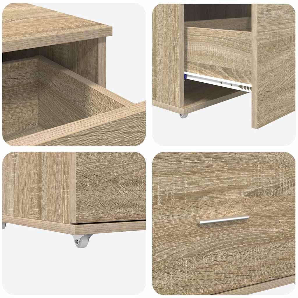 Drawer Cabinet with Wheels Sonoma Oak Finish 55 x 45 x 31 cm