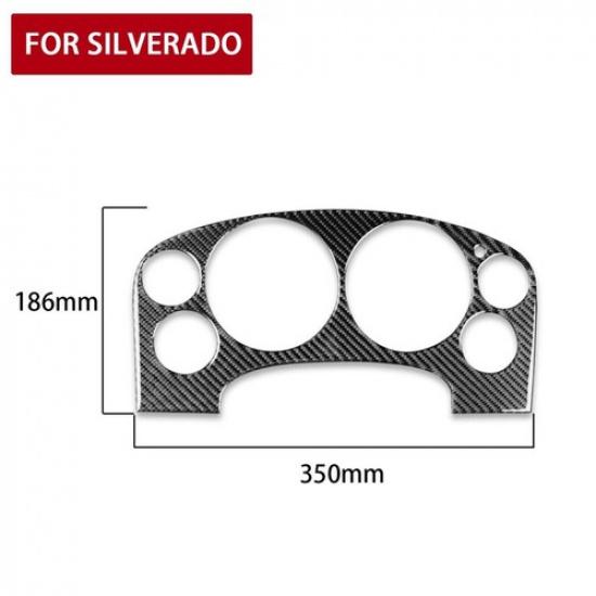 For Silverado Sierra 07-13 Carbon Fiber Dashboard Steering Wheel Cover Trim 3Pcs