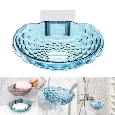 Soap Holder Soap Dishes Sponge Container with Wall Hook for Shower Kitchen Sink Adhesive No Drilling  Bathroom Accessories