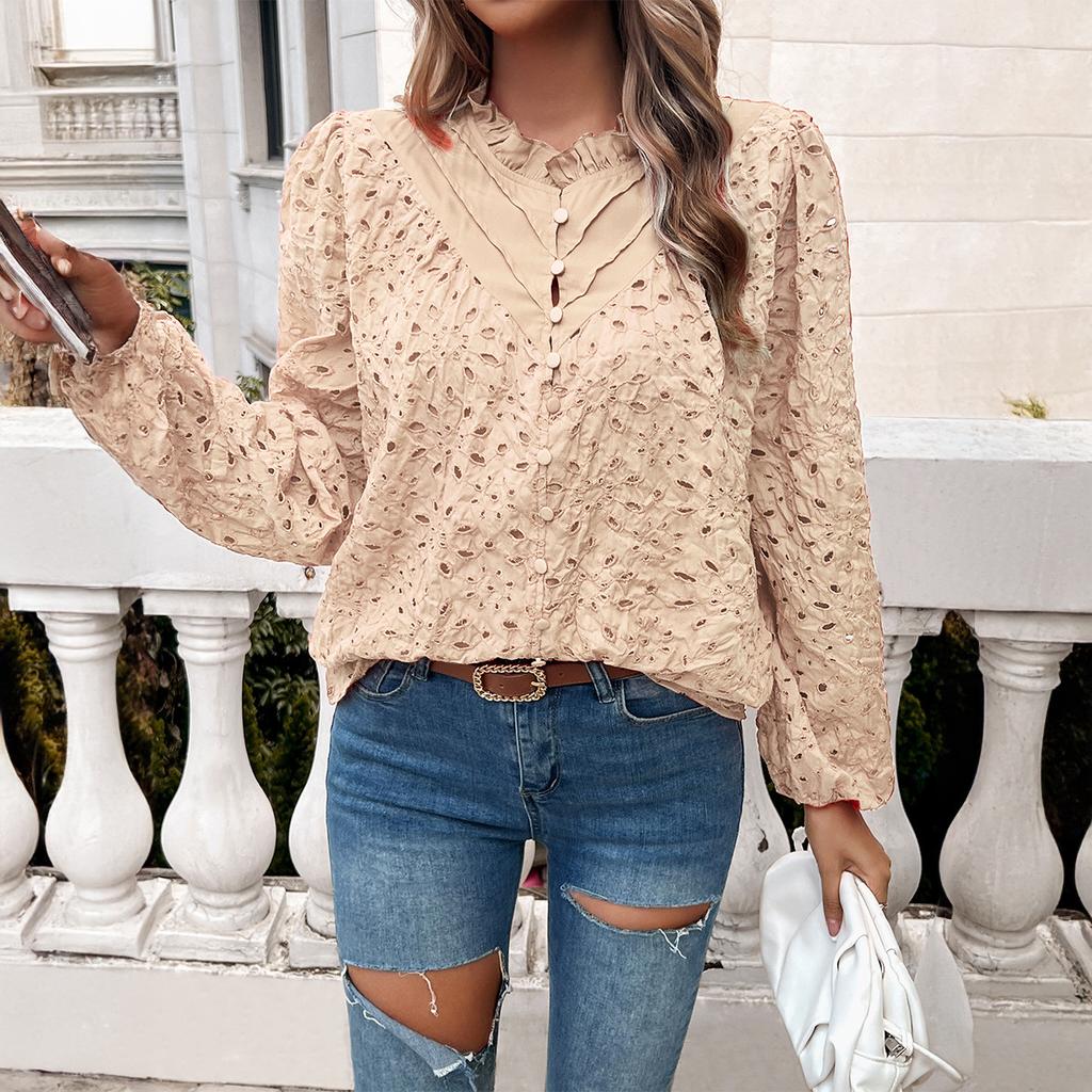 Women's Winter Skeleton Bubble Sleeve Long Sleeve Blouse Top