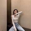 Autumn Korean Style Women's Off-Shoulder Long Sleeve T-Shirt - Trendy, Sexy, Slim Fit Cotton Top