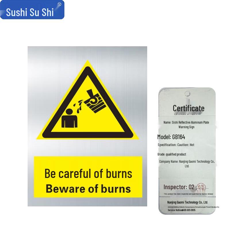 Reflective Aluminum Warning Sign - Beware of Scalding