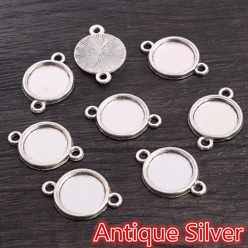 8-30mm Inner Size Classic 7 Colors Plated One Sided Double Hanging Simple Style Cabochon Base Setting Charms Pendant