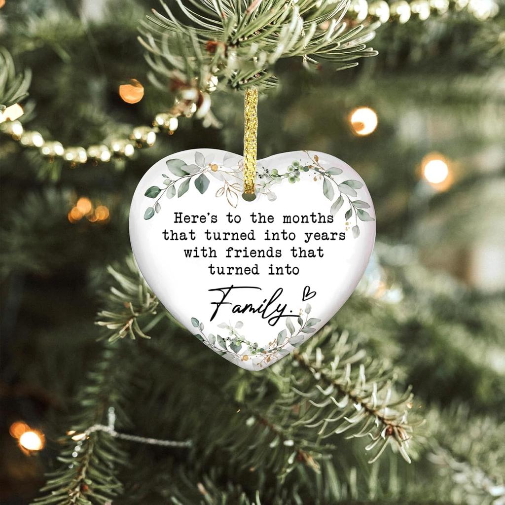 GOSSBY Friendship Ornament for Women for Friend - Friends That Turned into Family - Heart-Shaped Ceramic Xmas Decoration for Tree 2025
