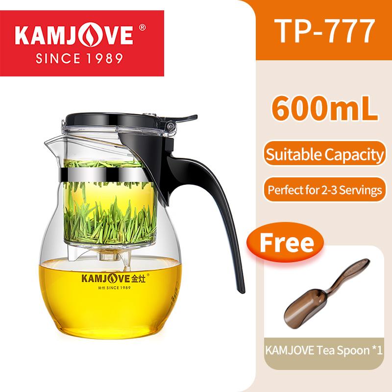 

Чайник KAMJOVE 600 мл с фильтром одним касанием – Термостойкий стеклянный чайный сервиз для кофе и чая, Стеклянный чайник с разделителем светло-зеленый