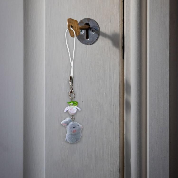 Süßes Beflocktes Kaninchen Handyzubehör Weiche Kaninchen Handykette Handyzierde Für Pendel- und Shopping-Abenteuer