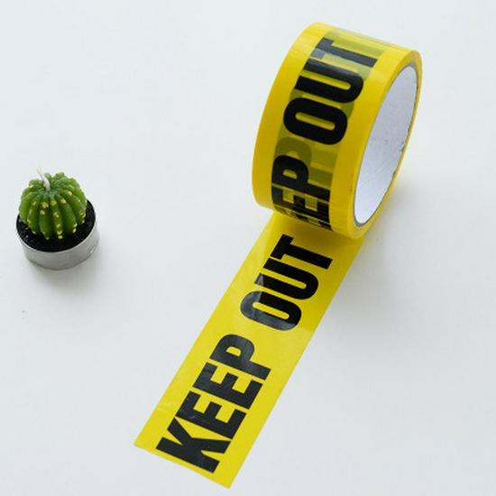 Large Roll Warning Tape - Black Text on Yellow Background, 4.8CM Wide, 25M Long