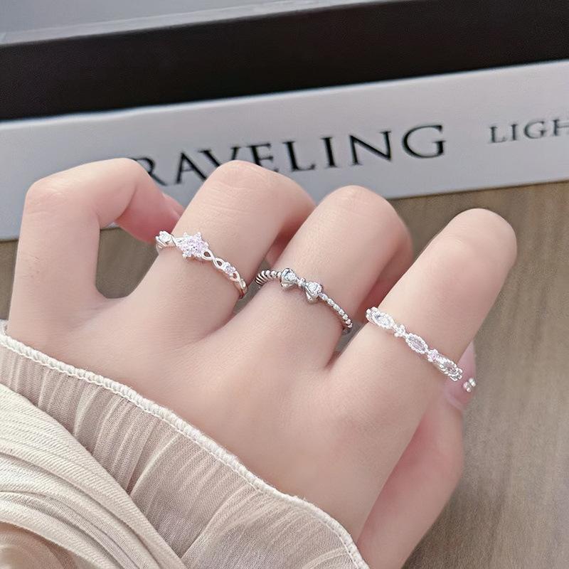 Small, Simple And Exquisite Fine Diamond Opening Ring, Schoolgirl Small, Fresh, Niche, High-End Sense, Light Luxury Index Finger Ring
