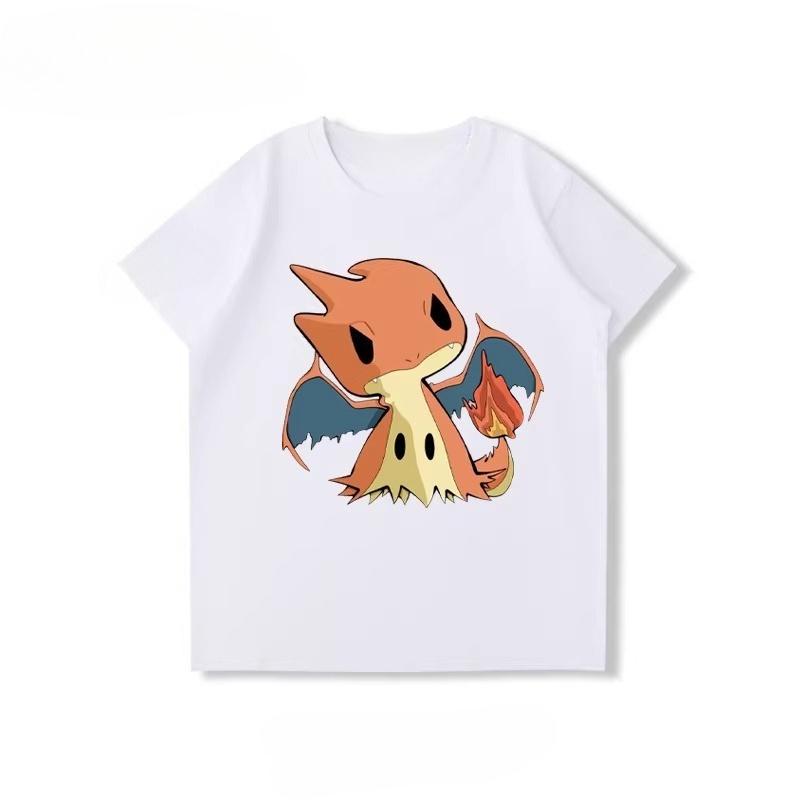 Potdemiel  100 Cotton Childrens Summer New TShirt with Pikachu Print Unisex Comfortable and Breathable Childrens TShirt