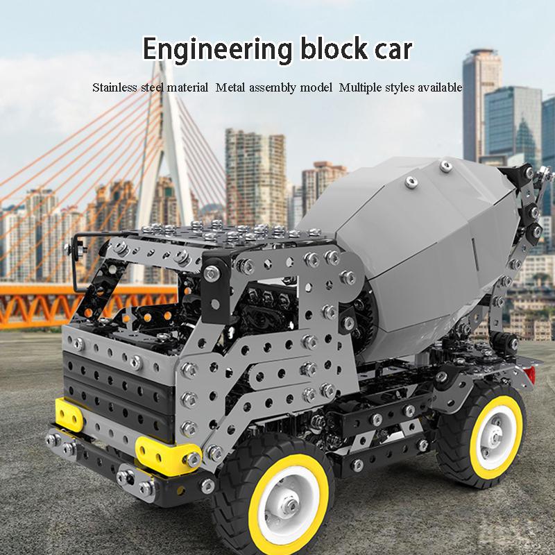 DIY Metal Assembly Engineering Car Alloy Screw Nut Assembly Building Block Forklift Motorcycle Model Children Toy Adult Gifts