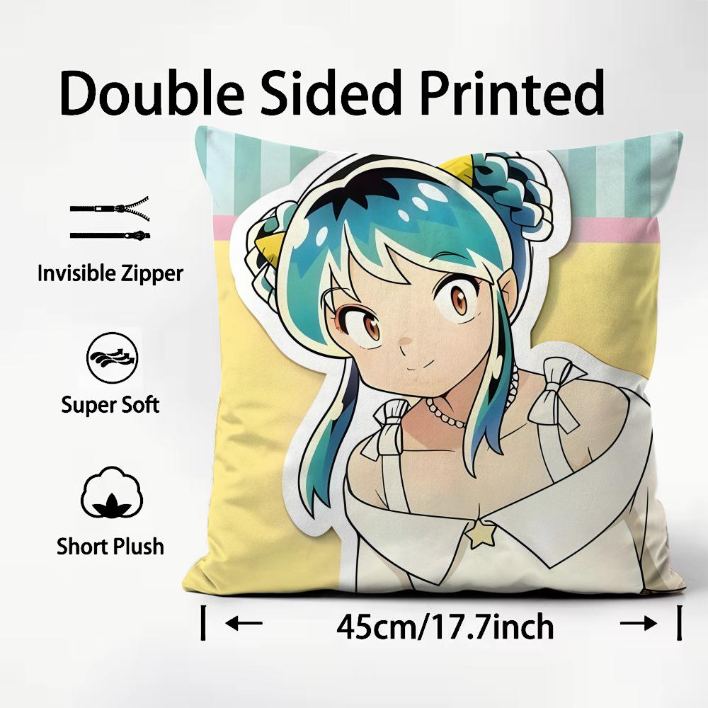 UUrusei YatsuraA Anime Cushion Cover Plush Fabric Soft DoubleSided Printed Sofa Warm Winter Home Child Gift Pillow Case