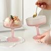 Matte Pink Ice Cream Cup Embossed High Footed Glass Cup Dessert Cup Coffee Mug Dropshipping