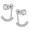 Brincos de Prata Originais de Uso Duplo Smile com Moissanite e Design de Sete Diamantes