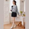 Bailuyu Women's 3D Floral Embellished Contrast Sweatshirt