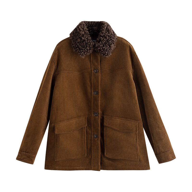 Women's Corduroy Lamb Wool Lined Workwear Jacket
