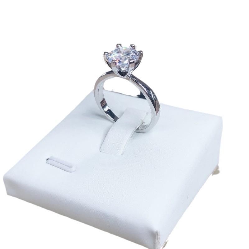 

Белое медное ограненное вручную европейское и американское кольцо с шестью когтями, роскошное кольцо с имитацией бриллианта в один карат для женщин No. 7