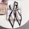 Fashion Double-layer Simulated Silk Women's Headscarf, Spring and Autumn Thin Streamer Bevel Scarf Temperament Small Silk Scarf Decorative Scarf Thin