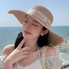 Breathable Wide Brim Sun Hat Large Brim Sunshade Cap Vacation Lace Bowknot Straw Hat  Woman