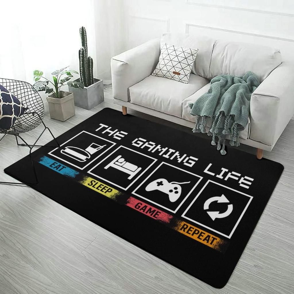 Video Game Carpet Cartoon Gamepad Area Rugs Gamer Controller Floor Mat Non-Slip Home Bedroom Teens Playing Room Decor Doormat