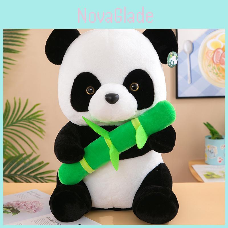Cute Panda Plush Toy, Long Fur Soft Stuffed Animal, 30cm/55cm Height, Pp Cotton Filling