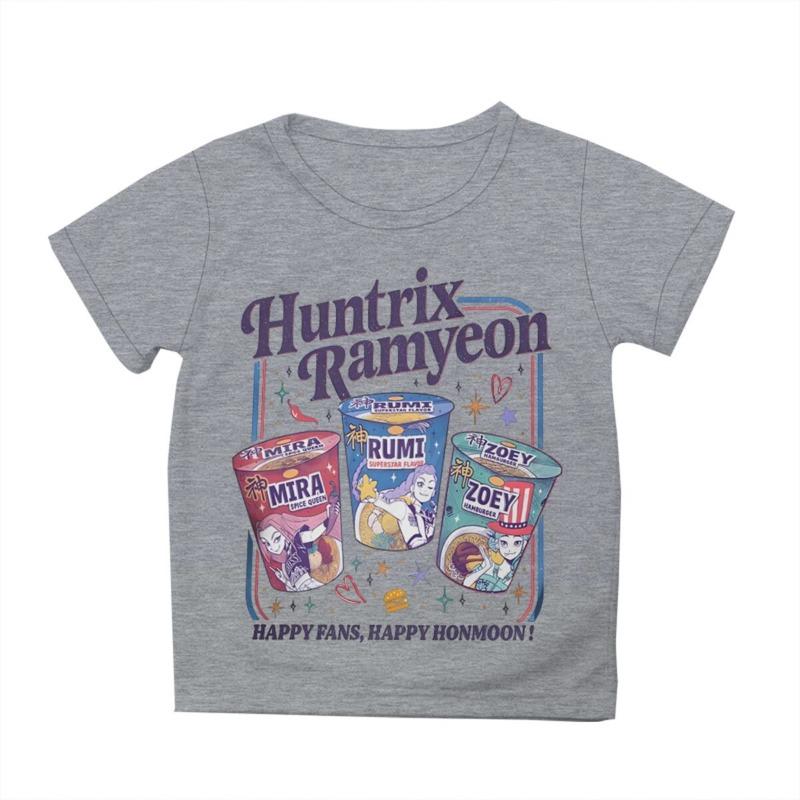 Cute Cartoon Kpop Demon Hunters Huntrix T-shirts Summer Boys Girls Short Sleeve Round Neck Tops Anime Kpop Demon Hunters Tshirt
