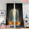 2pcs 2D Flat Printing Fashionable Christmas Curtains Cozy Christmas Scene_a Digital Printed Polyester Drapes Family Party