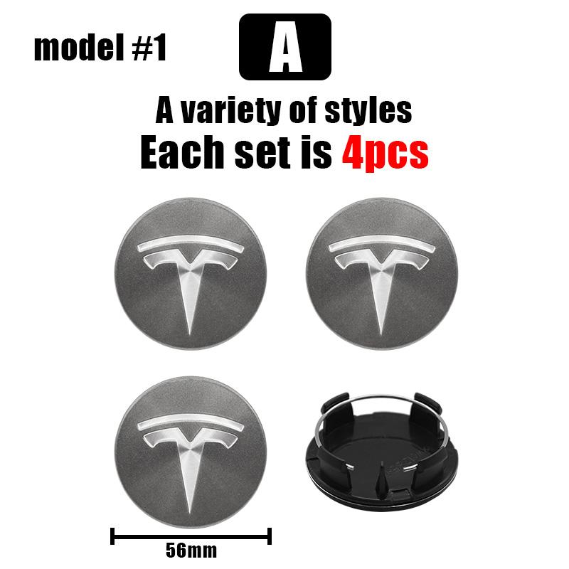 4Pcs Black Silver 56mm Car Wheel Center Caps Hub Cover For Tesla Model 3/Y/S/X Tesla Logo Hub Caps Wheel Hub Covers Accessories