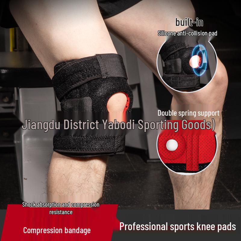 Sports Knee Pads with Four Spring Bar Support for Cycling, Running, and Mountaineering