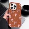 Pink Bow Pattern Leather Texture TPU Case For iPhone 16E 16 15 14 13 Pro Max 12 15 Pro 11 Shockproof Soft Silicone Phone Cover