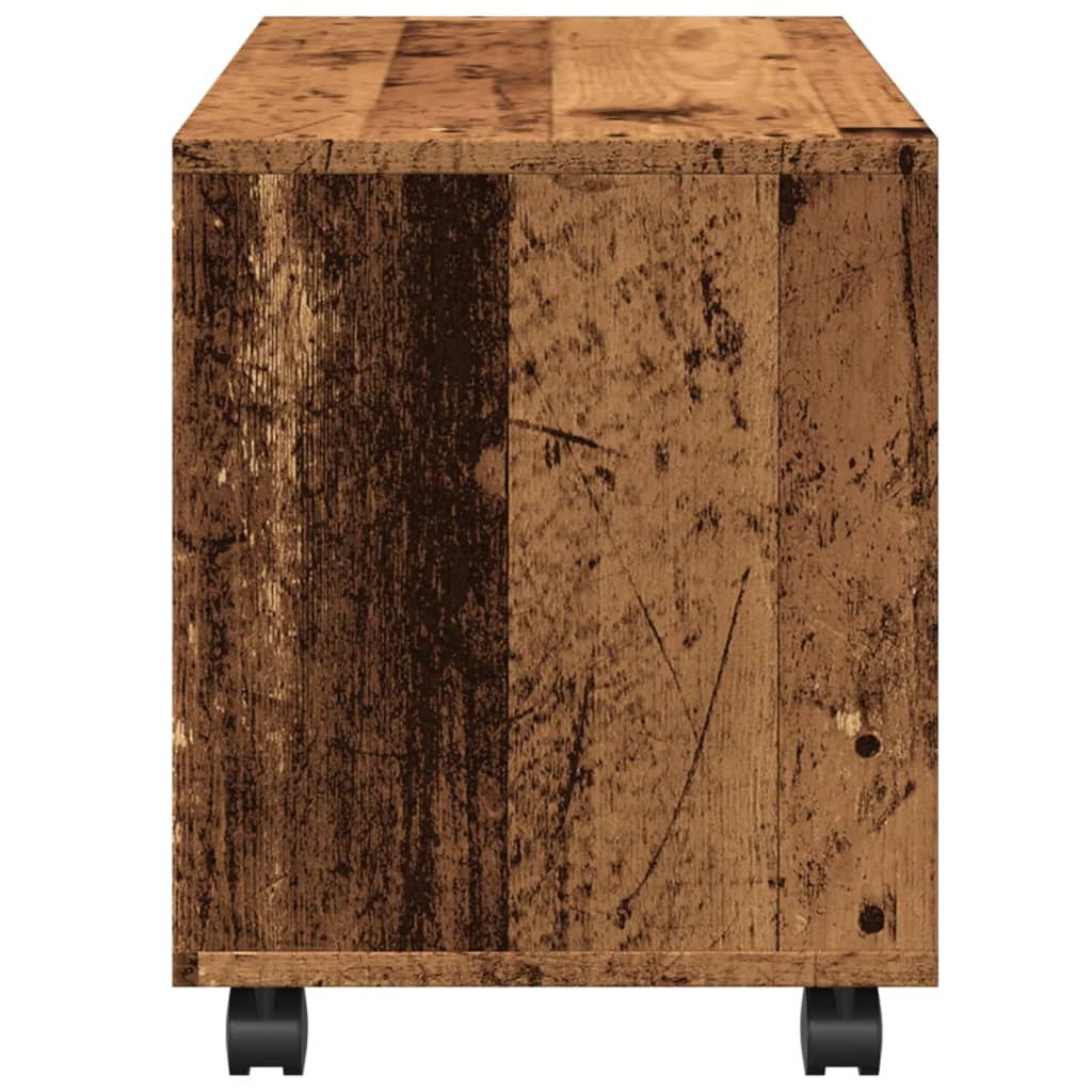 Rolling Cabinet with Rustic Wood Look 72 x 33 x 42.5 cm Engineered Wood