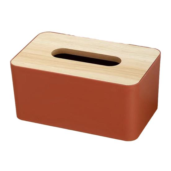 Tissue Box with Solid Waterproof Design Wood Lid Long A