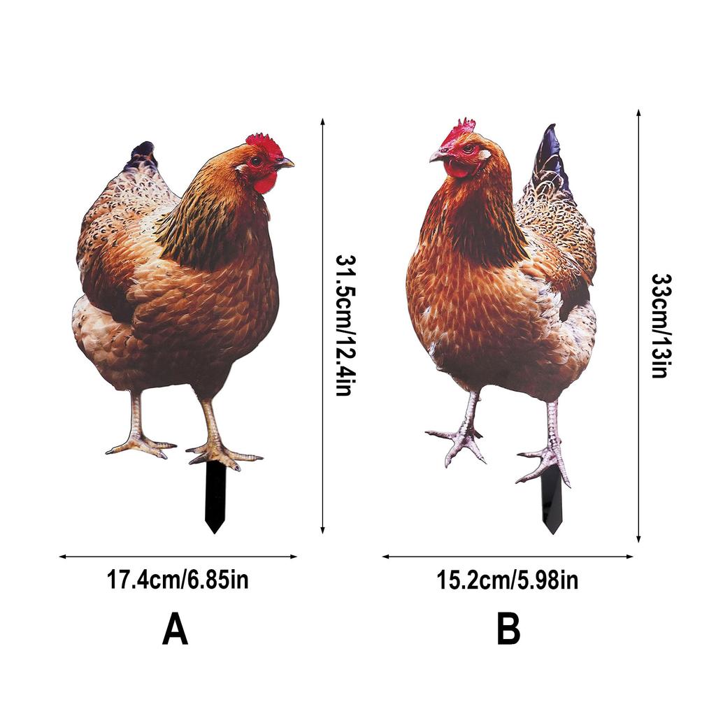 Chicken Sign Poles Acrylic Chicken Design Cute Garden Accessories