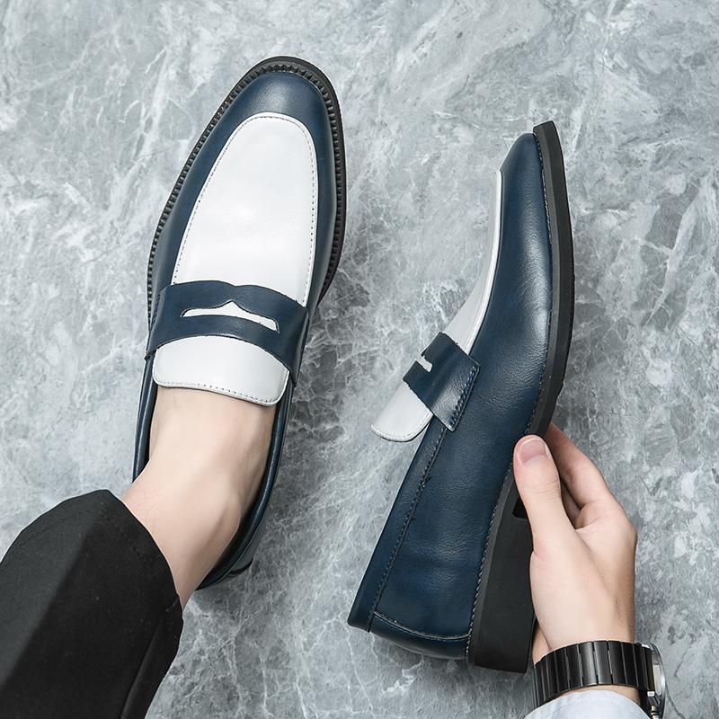 

Italian Luxury Brand Loafers Men s Black and White Color Leather Shoes Slip-on Soft-soled Casual Shoes Wedding Moccasin 42