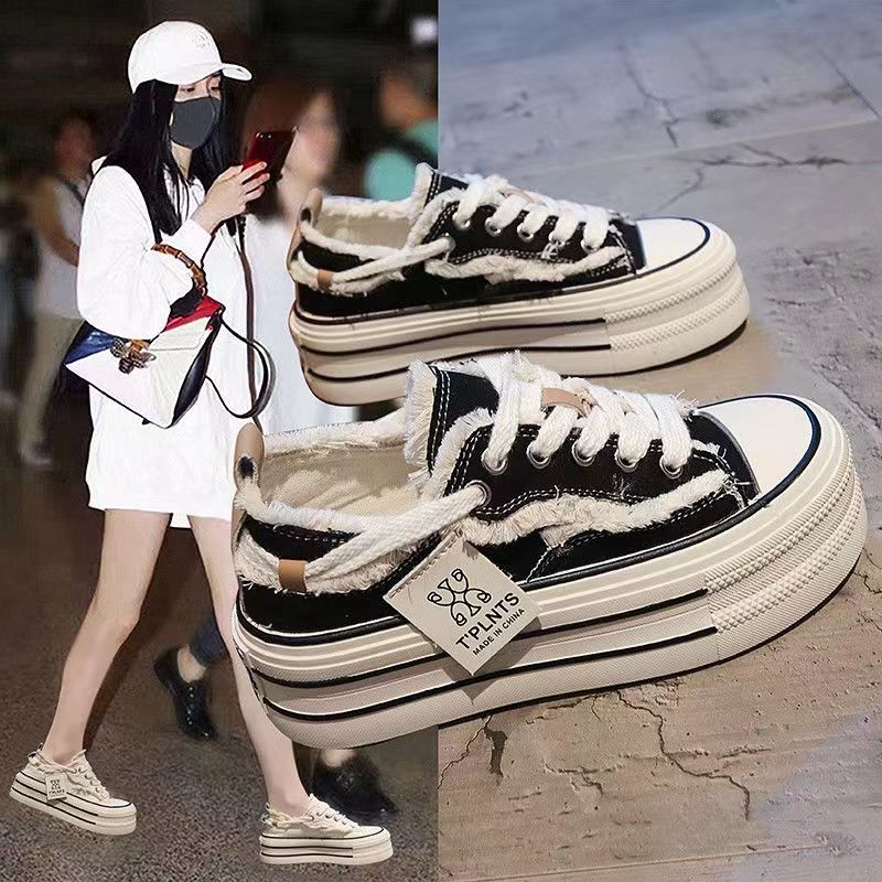 Canvas Shoes Women's New Muffin Board Shoes Thin Breathable Casual Women's Shoes