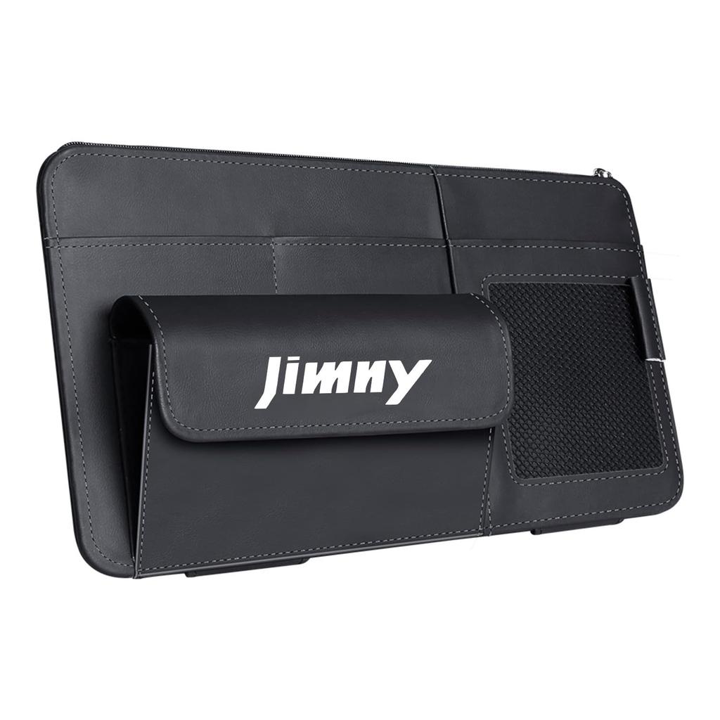 InnoWave Car Sun Visor Pocket Compatible with Car Storage Bag with Multifunctional Leather Storage Black Jimny, Pockets, Holder,