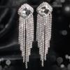European & American Luxury Long Tassel Earrings: Sparkling Diamond & Crystal Studs for Women