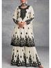 2025 Middle Eastern Ethnic Style Muslim Fashion Print Top and Pants Set with Waist Belt