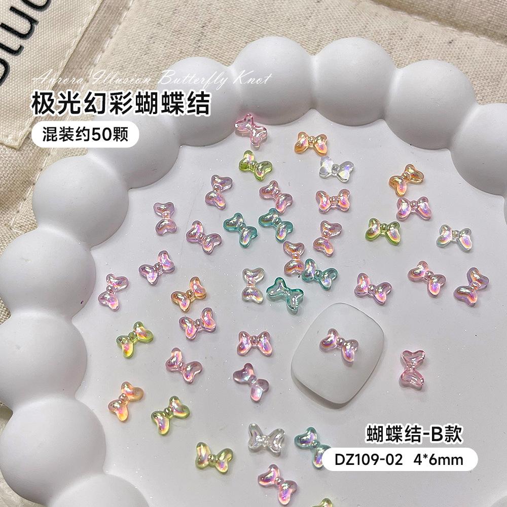 Mixed Butterfly Knot Nail Accessories Internet Celebrity Mini Aurora Illusion 3D Tie DIY