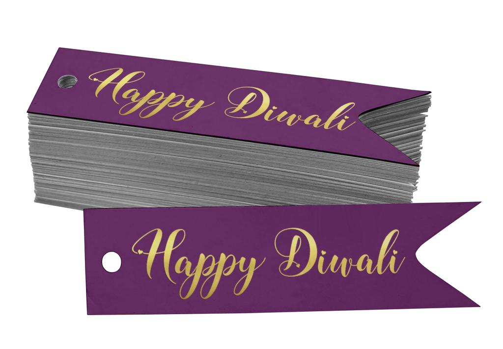Inkdotpot Pack Of 100 Happy Diwali Favor Paper Tags Craft Real Gold Foil Hang
