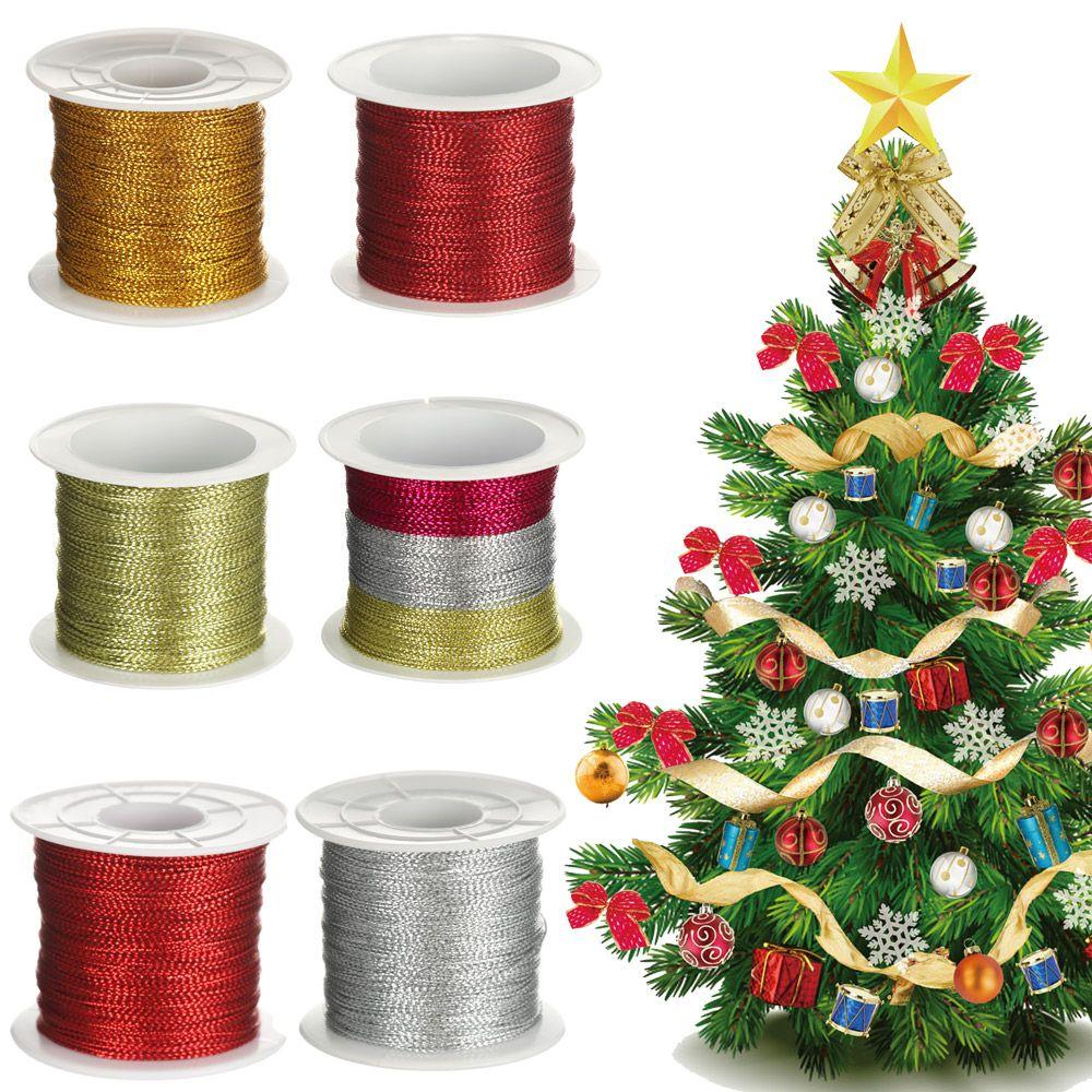Meters Gold Silver Red Bracelet Making Tying Rope Tag Line Christmas Strap Ribbon Packaging Thread Metallic Cord Tinsel String