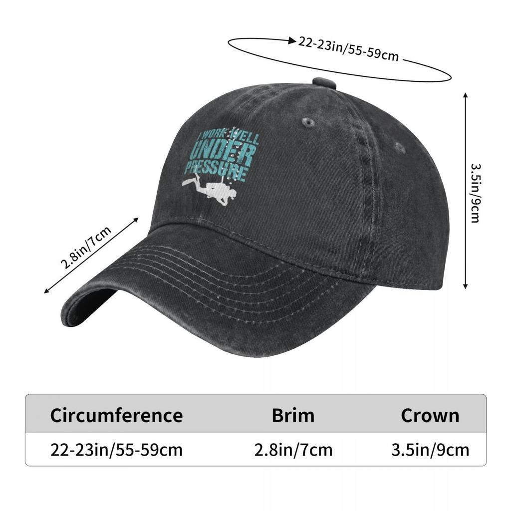 I Work Well Under Pressure Baseball Caps Peaked Cap Dive Scuba Diving Sun Shade Hats for Men