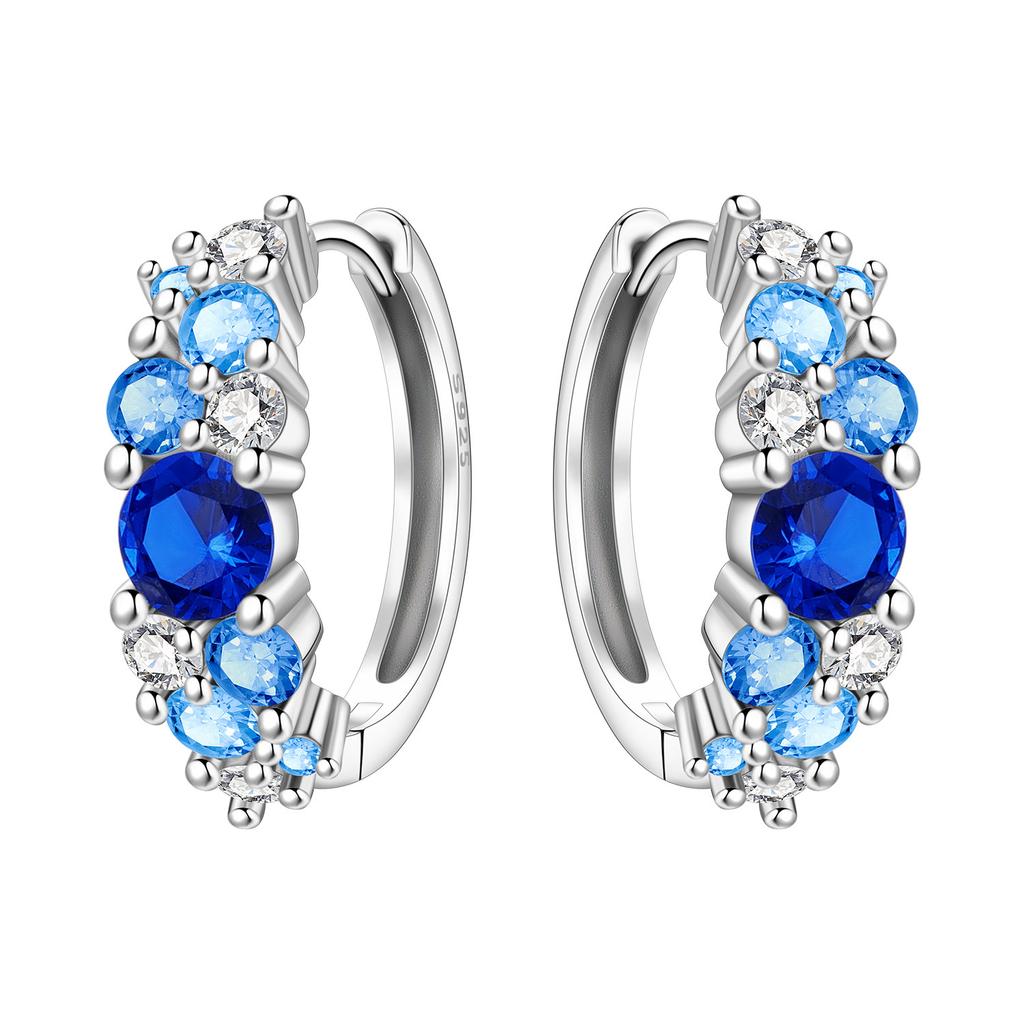 Orstarry 925 Silber Blauer Zirkon Sternenhimmel Ohrring Original Schmuck Creolen Damen Schmuck Party Trendige Geschenke