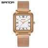 Sanda Women's Vintage Style Square Quartz Watch with Roman Numerals - Simple, Versatile, Waterproof Design